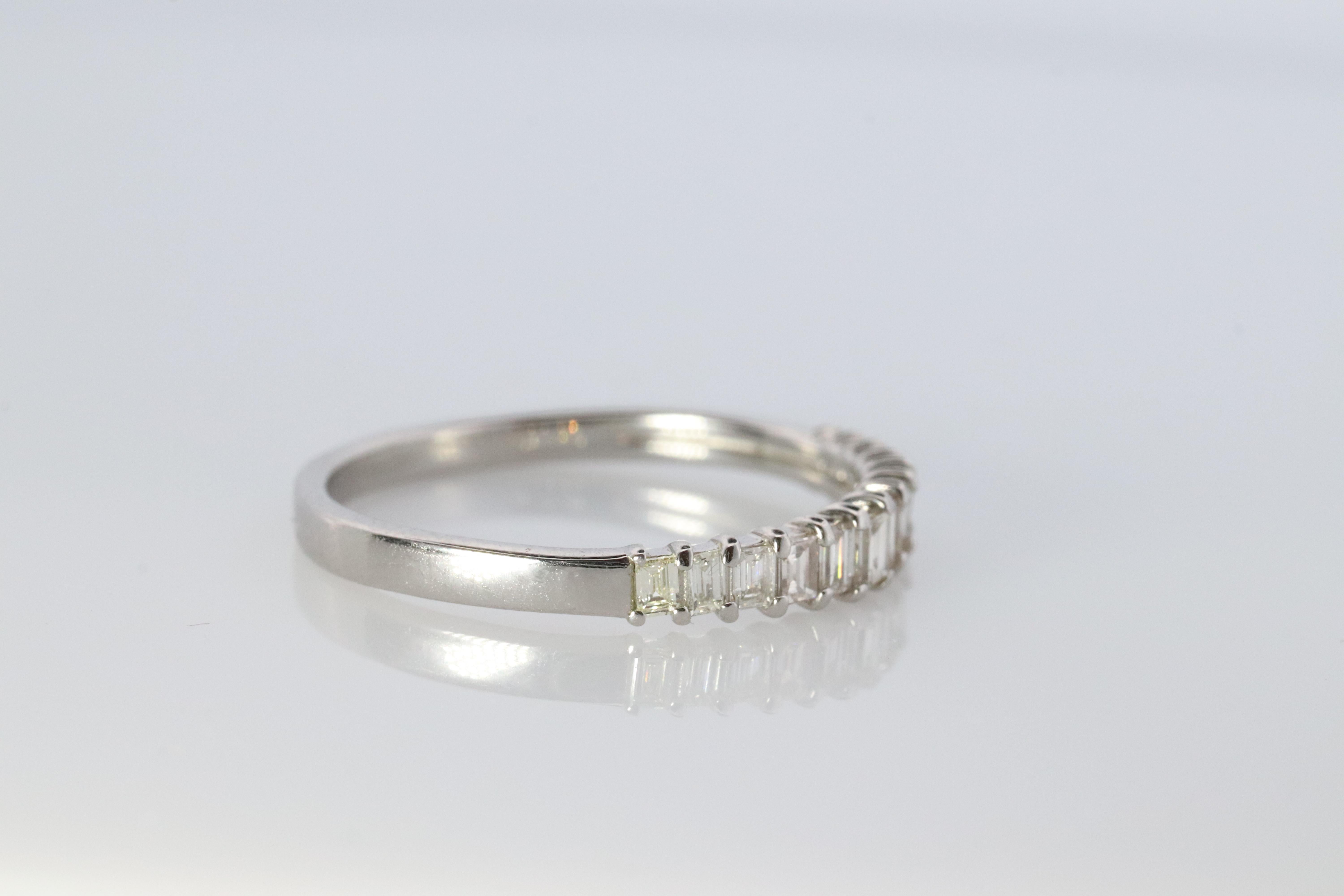 Modern Platinum Baguette Diamond eternity band. PT950 1/3ct Half Eternity Infinity Ring