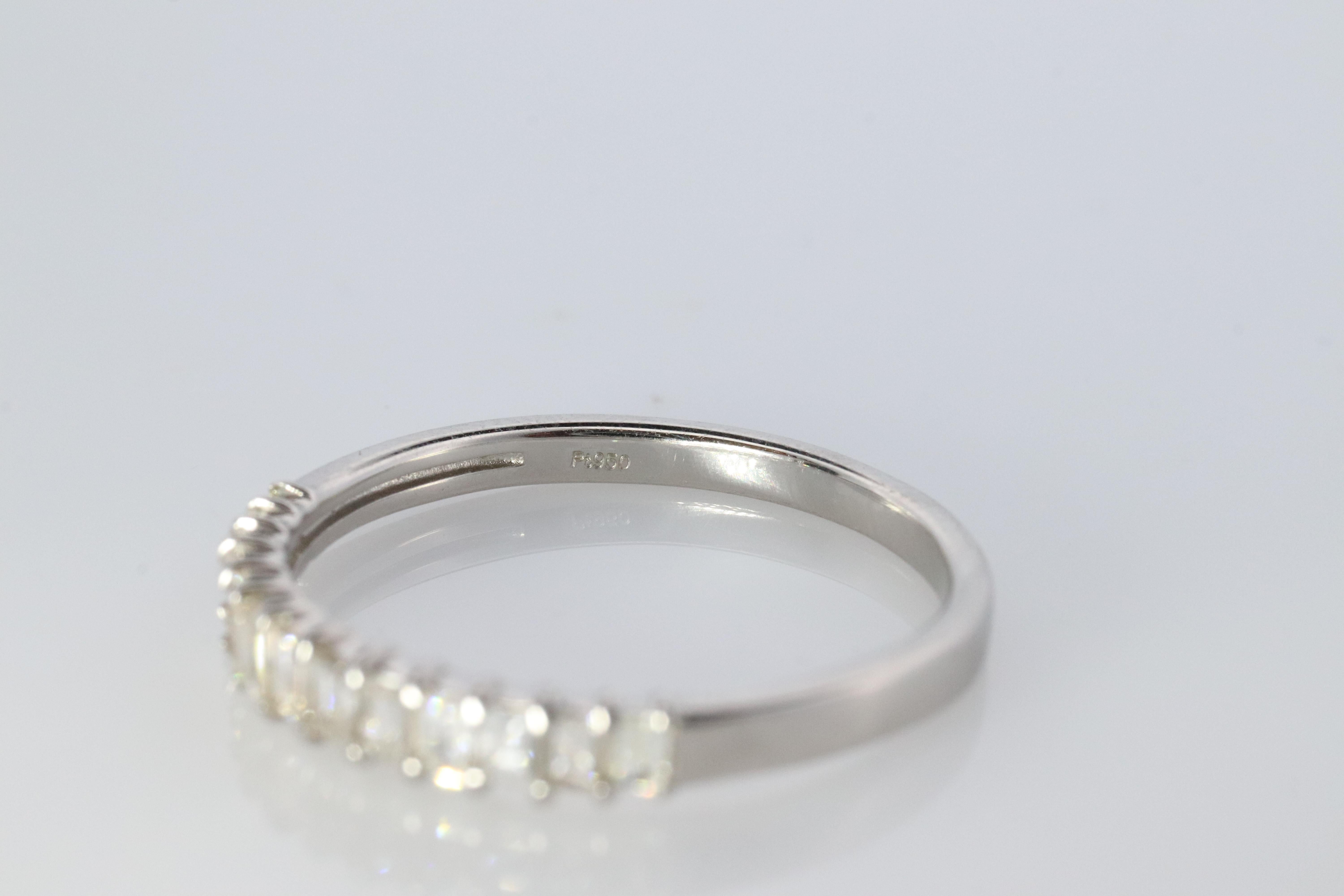 Platinum Baguette Diamond eternity band. PT950 1/3ct Half Eternity Infinity Ring In Good Condition In Port Charlotte, FL