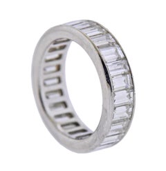 Platinum Baguette Diamond Eternity Wedding Band Ring