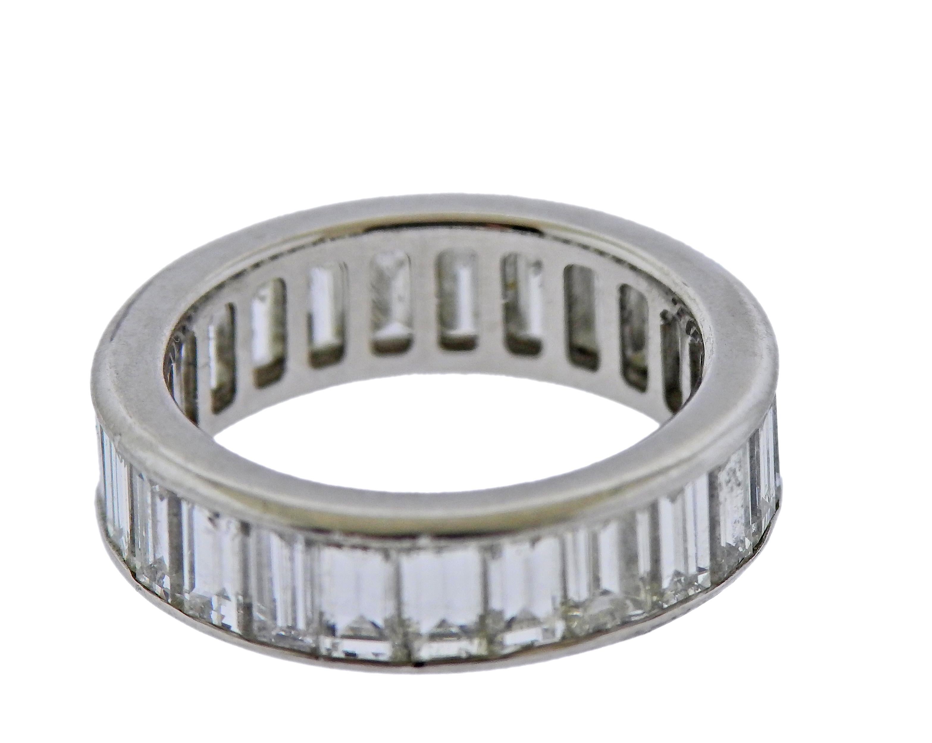 Alianza de Platino Baguette Eternidad Diamante Corte baguette en venta