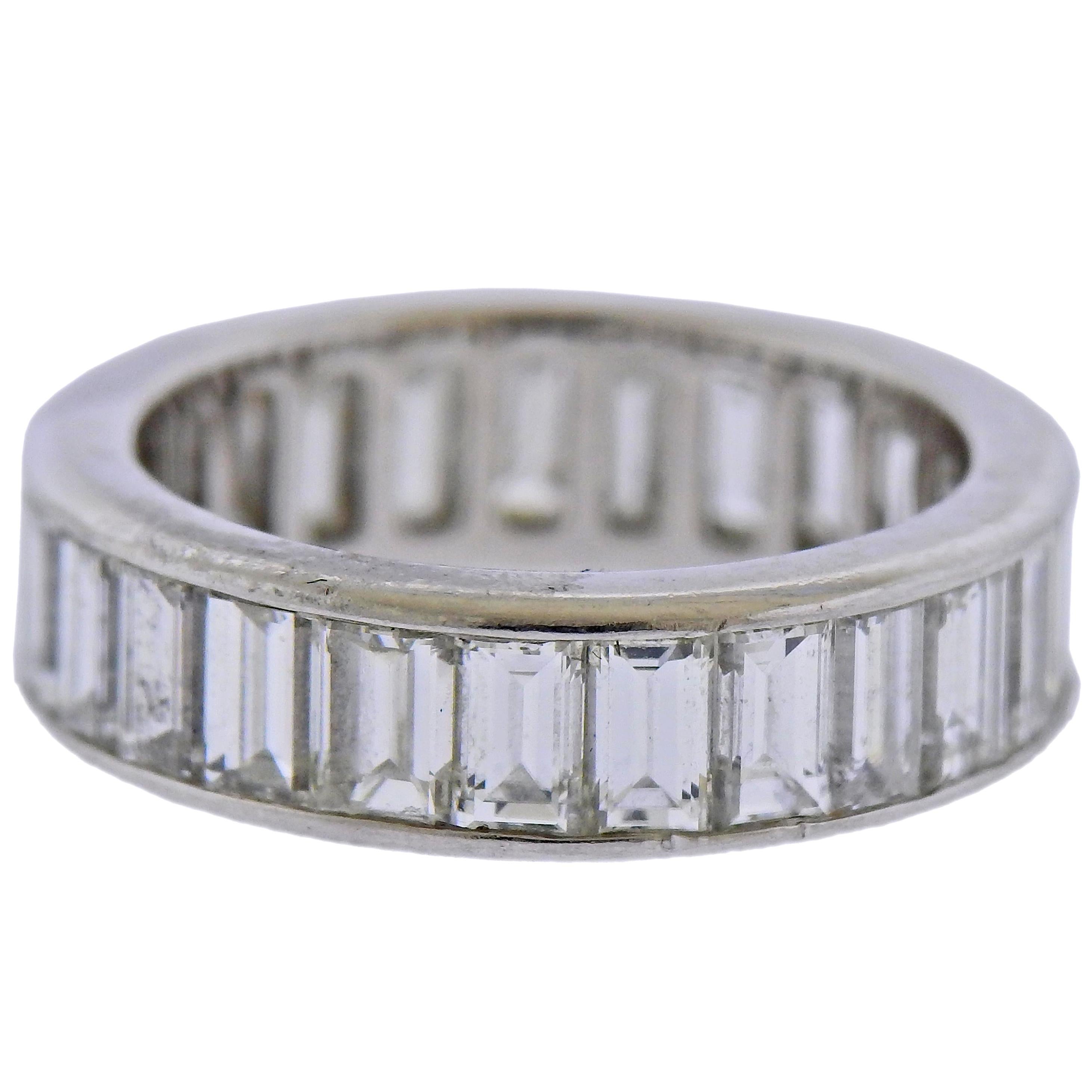 Platinum Baguette Diamond Eternity Wedding Band Ring