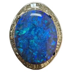 Platinum Baguette Diamond GIA Certified 11.01 Carat Australian Black Opal Ring