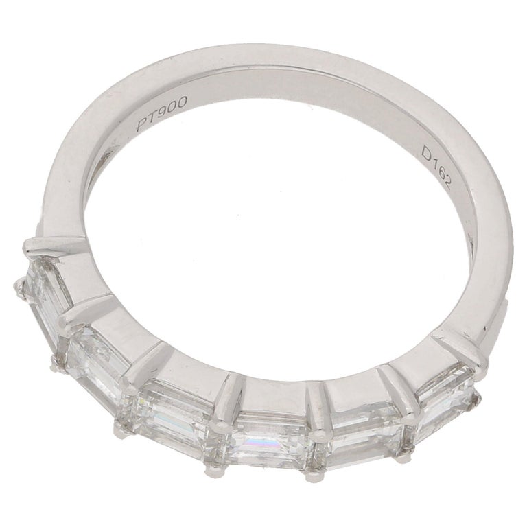 Platinum Baguette Diamond Half Eternity Ring For Sale at 1stdibs