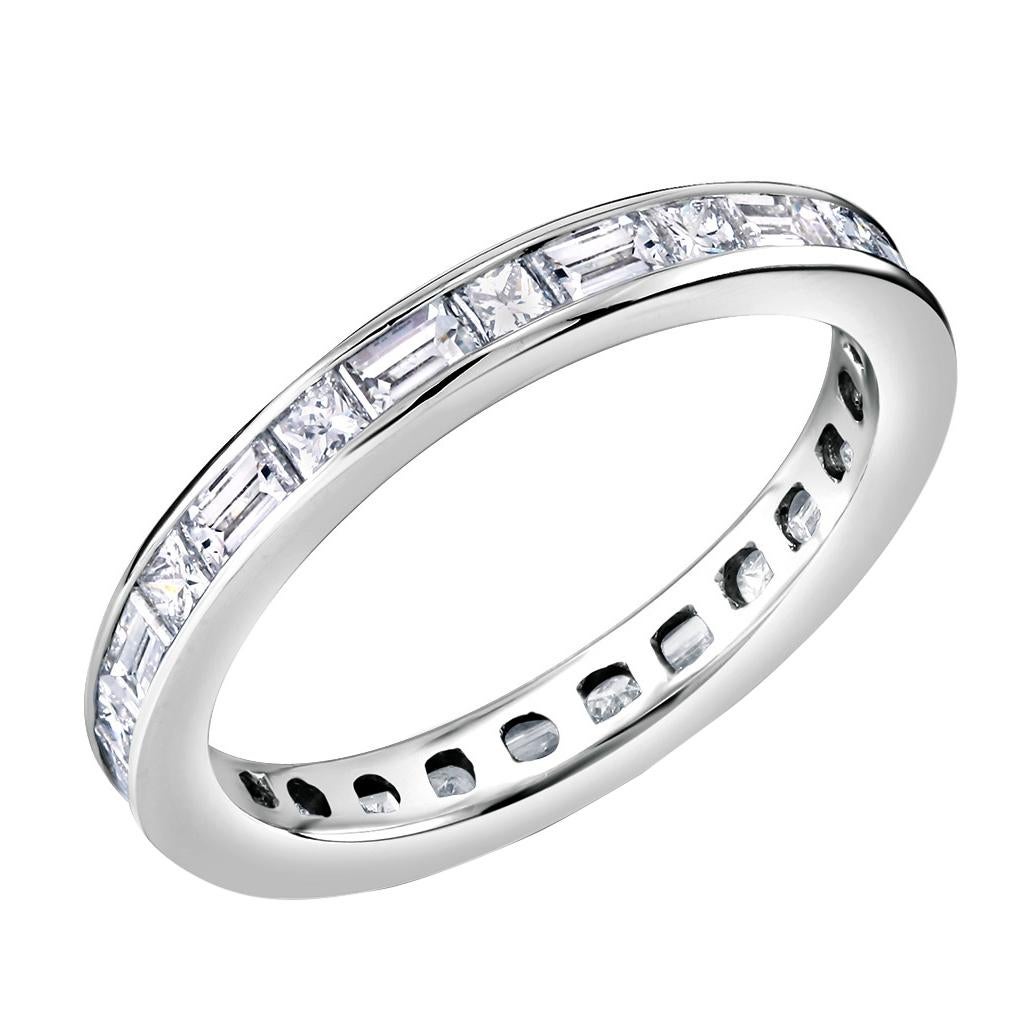 OGI Platinum Baguette Diamond Alternating Princess Cut Diamond Eternity Ring