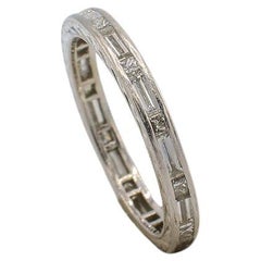 Platinum Baguette 
Princess Cut 1.00 Carat Natural Diamond Eternity Band Ring