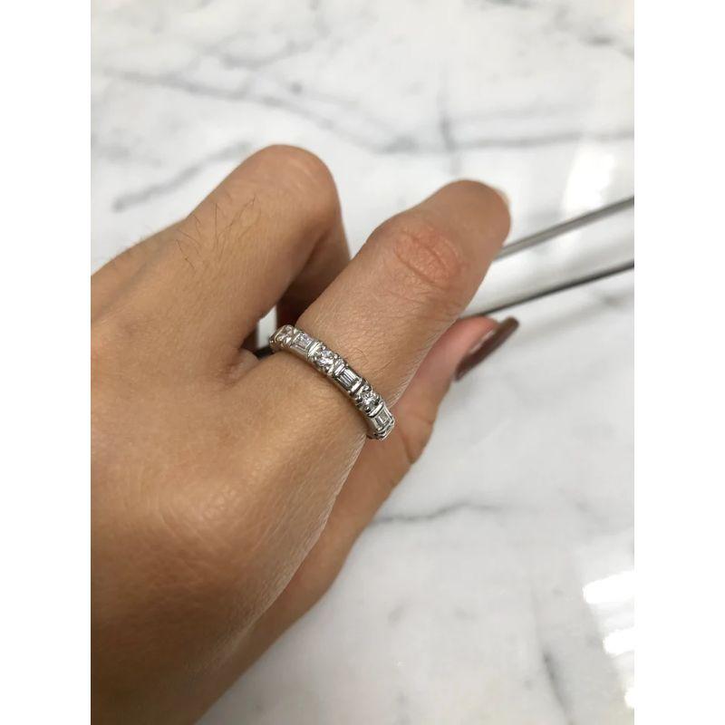 Platinum Baguette & Round Diamond Eternity Band In New Condition For Sale In Los Angeles, CA