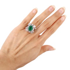 Platinum ballerina Ring with 5.20 CTW in Emerald and Diamonds