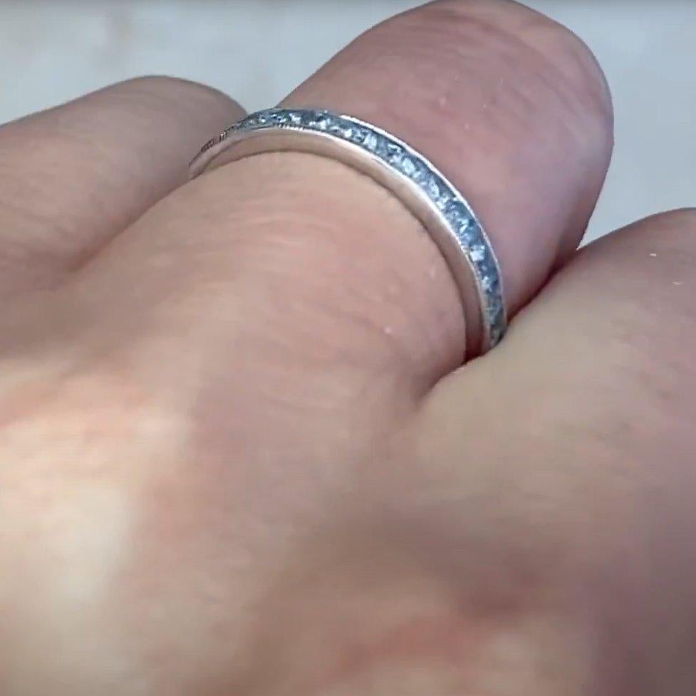 Art Deco Platinum Band French Cut (Approx. 1-Carat) Aquamarine Band, Platinum For Sale