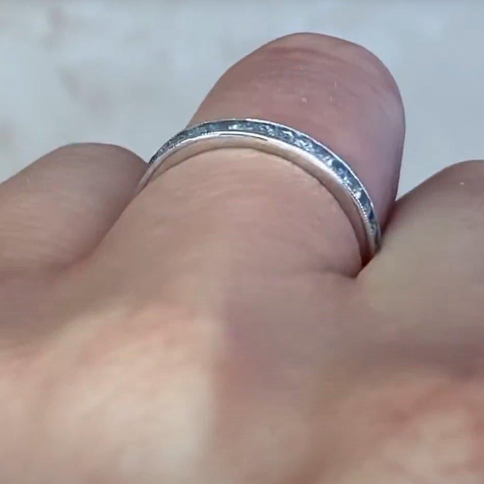 Platinband Französisch geschliffen (ca. 1-karätiger) Aquamarinband, Platin im Zustand „Hervorragend“ im Angebot in New York, NY