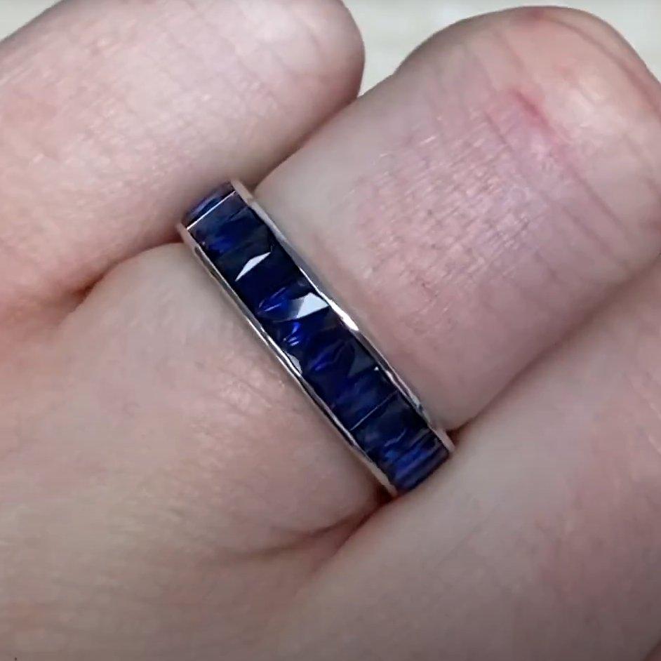 De las mujeres Anillo de Platino Corte Francés (aprox. 4,20 quilates) Anillo de Eternidad Zafiro, Platino en venta