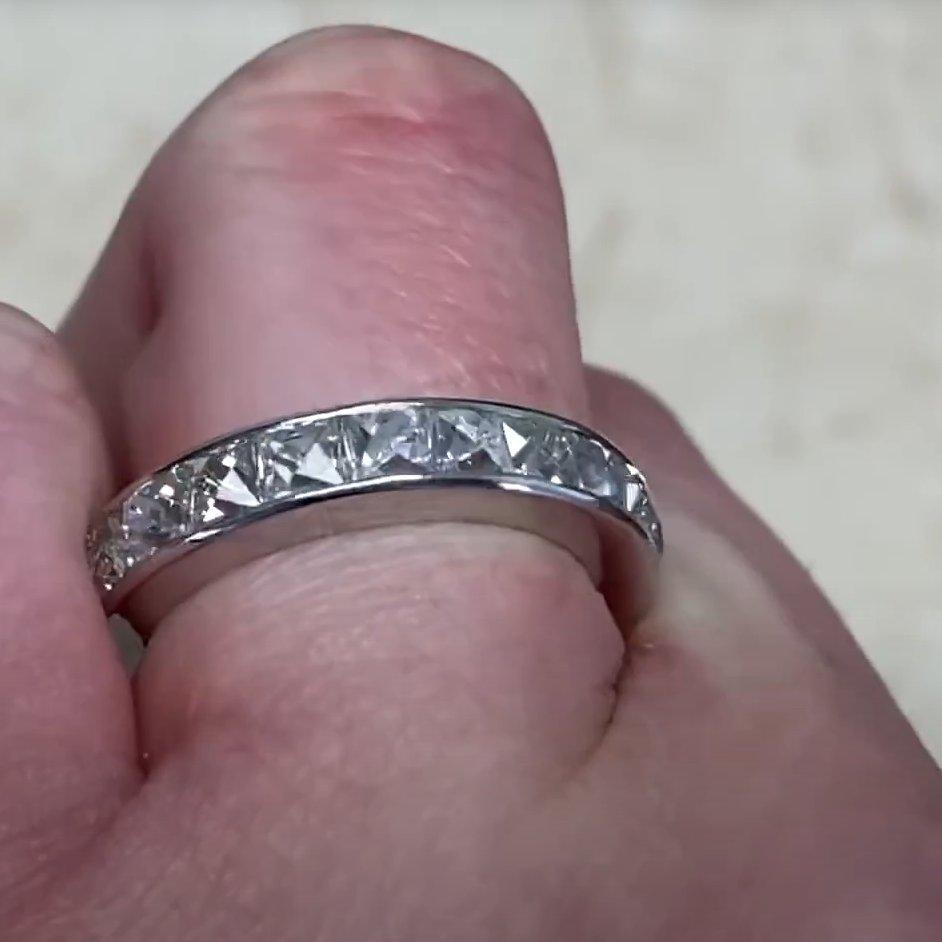 Anillo de platino talla francesa (aprox. 4,5 quilates), Anillo de eternidad de diamantes antiguos Corte francés en venta