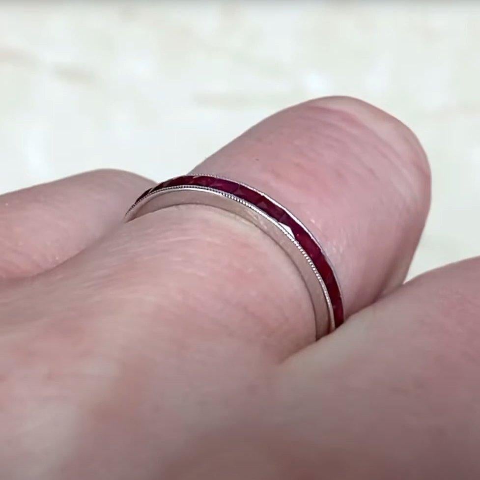 Platinum Band French Cut Ruby (Approx. 1.30-Carats) In Excellent Condition For Sale In New York, NY