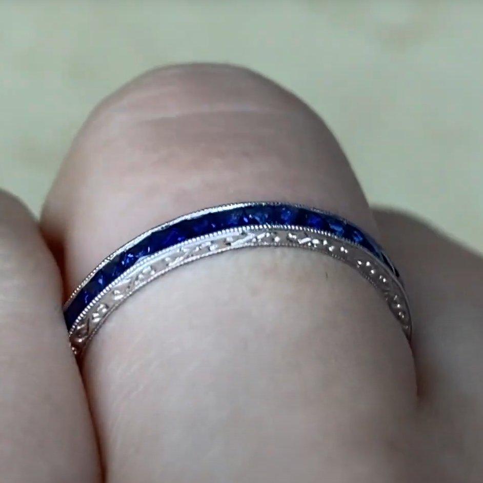 Memoryring aus Platin mit französischem Saphirschliff (ca. 1.34-karätigem Platin), Platin (Französischer Schliff) im Angebot