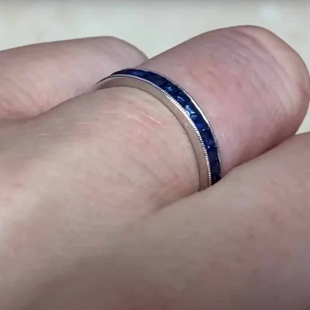 Platinum Band French Cut Sapphire Eternity Band (Approx. 1.50-Carats), Platinum In Excellent Condition For Sale In New York, NY