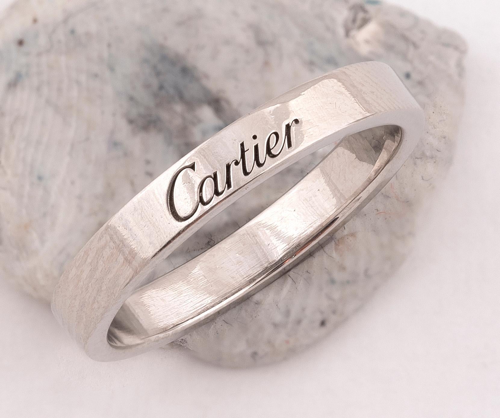 Platinum Band Ring by Cartier For Sale 