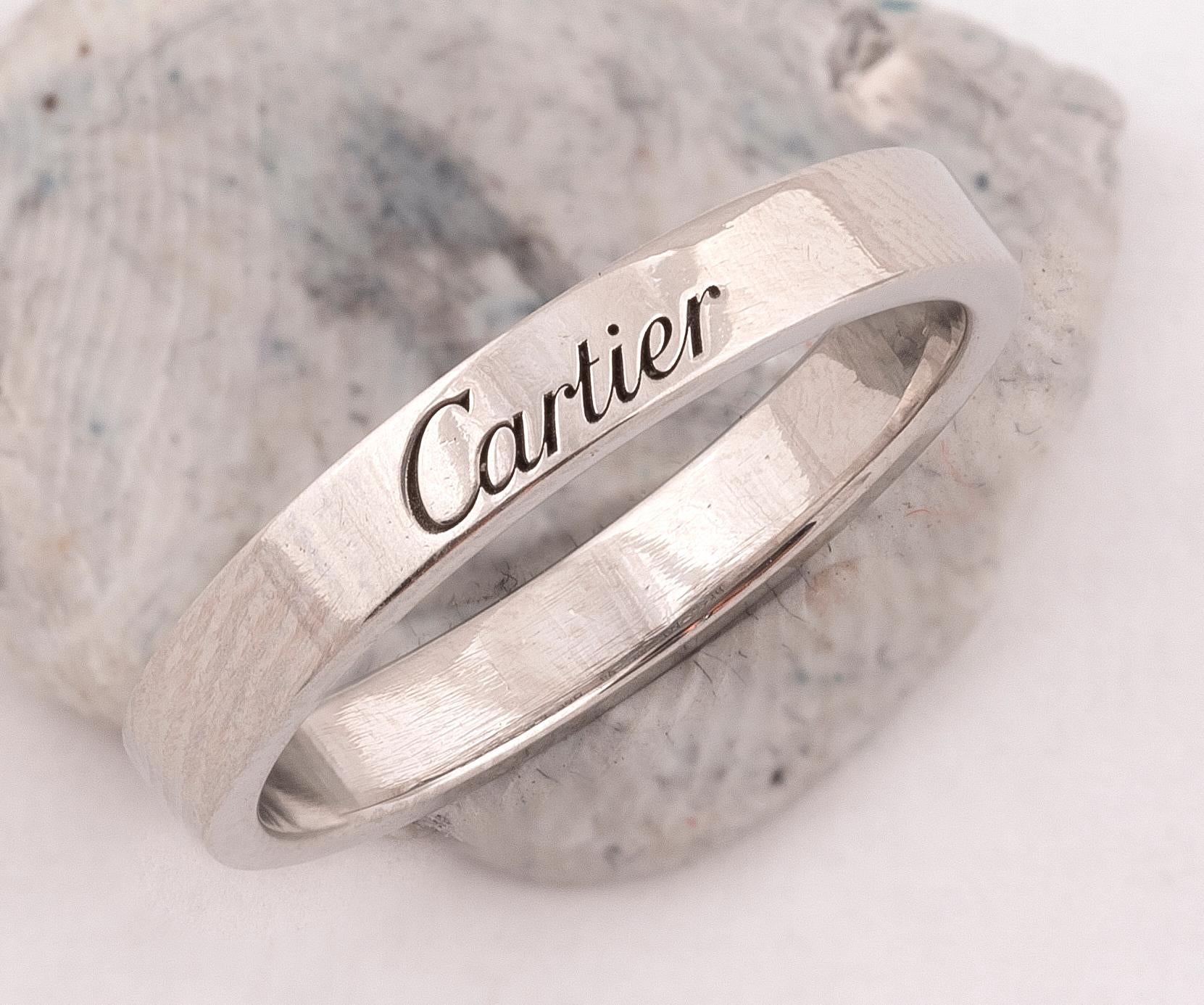 Contemporary Platinum Band Ring by Cartier For Sale