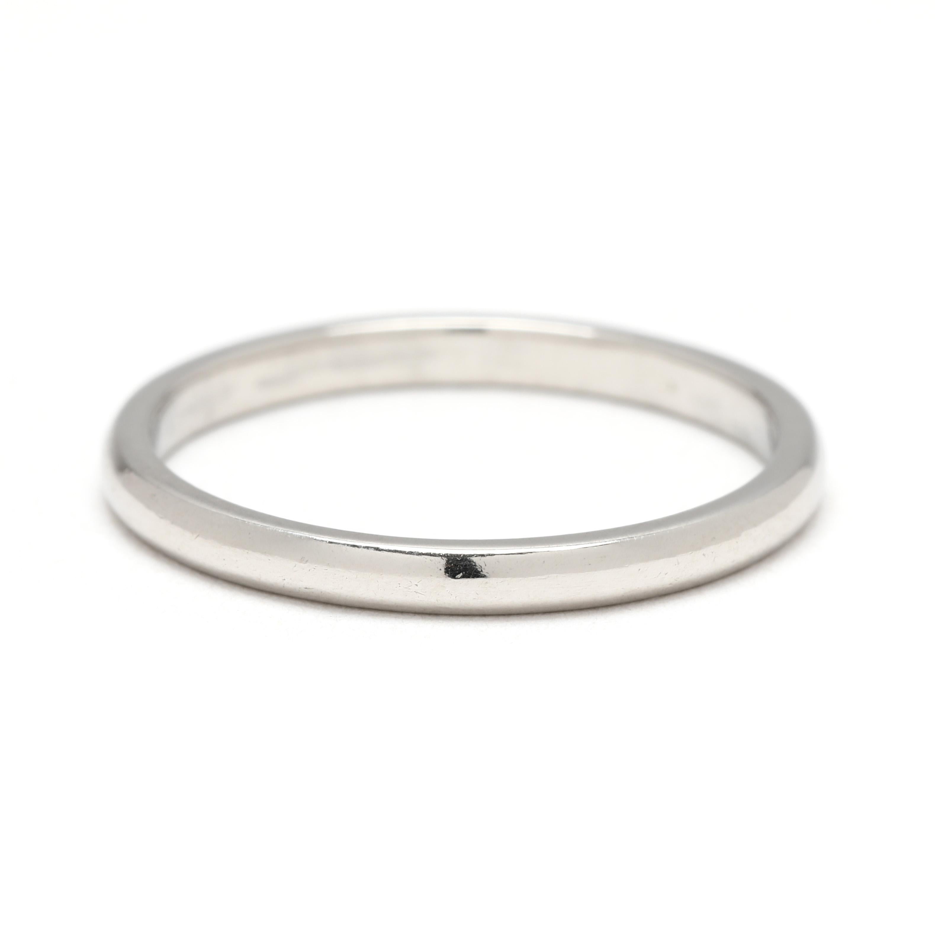 Platinum Band Ring, Stackable, Wedding Band, Ring Size 5.75