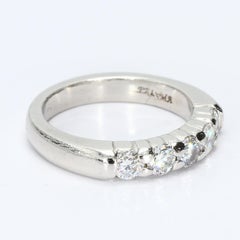 Platinum Band Ring with Five 0.17ct Round White Diamonds, Size 5.5