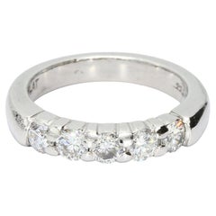 Platinum Band Ring with 5 Round White Diamonds