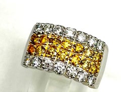 Platinum Band With Natural Yellow and Natural White Diamonds