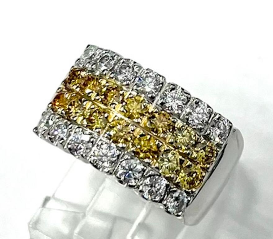 Platinum Band With Natural Yellow and Natural White Diamonds For Sale 1