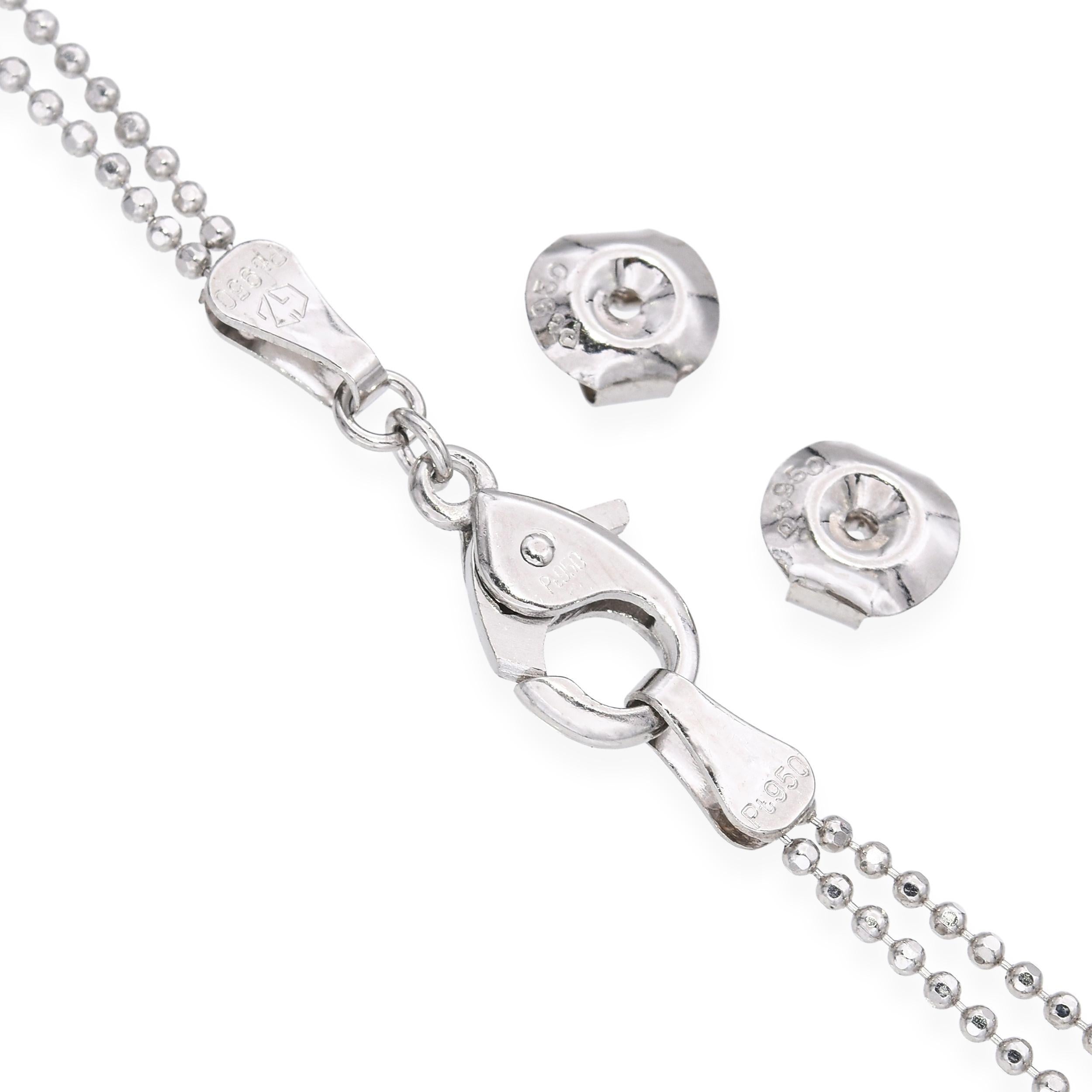 Collana e orecchini pendenti in platino con accenti di diamante in vendita 2