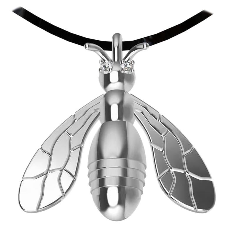 Platinum Bee Pendant Necklace with Diamonds