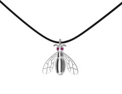 Platinum Bee Pendant Necklace with Rubies