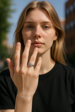 Platinum Bezel-Set 0.50 Carat Diamond Hand Engraved Solitaire Ring