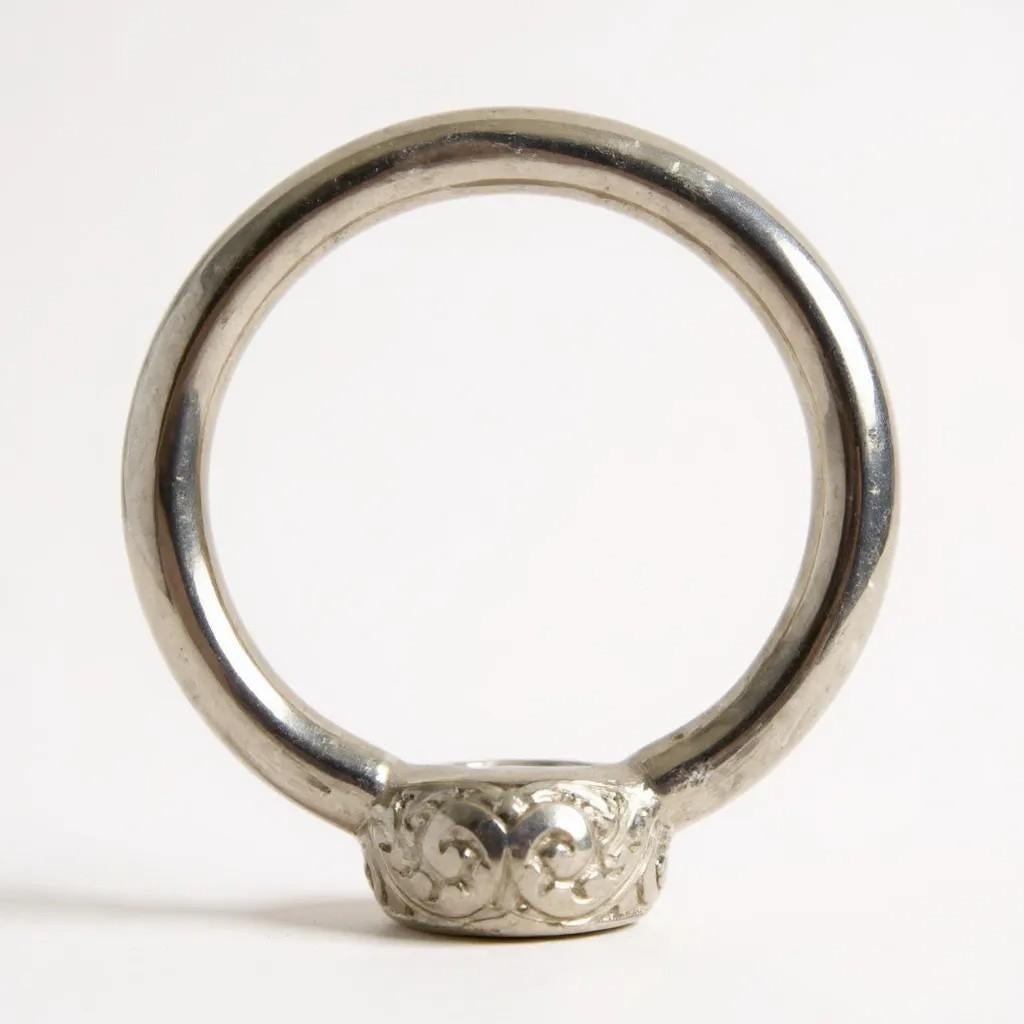 Platin Lünette gesetzt 0,50 Karat Diamant Hand graviert Solitär Ring (Moderne) im Angebot