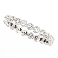 Used Platinum Bezel Set Diamond Eternity Band Ring size 7