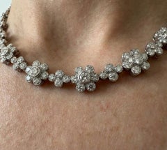 Platinum Bezel-Set Diamond Necklace 10 Total Carats