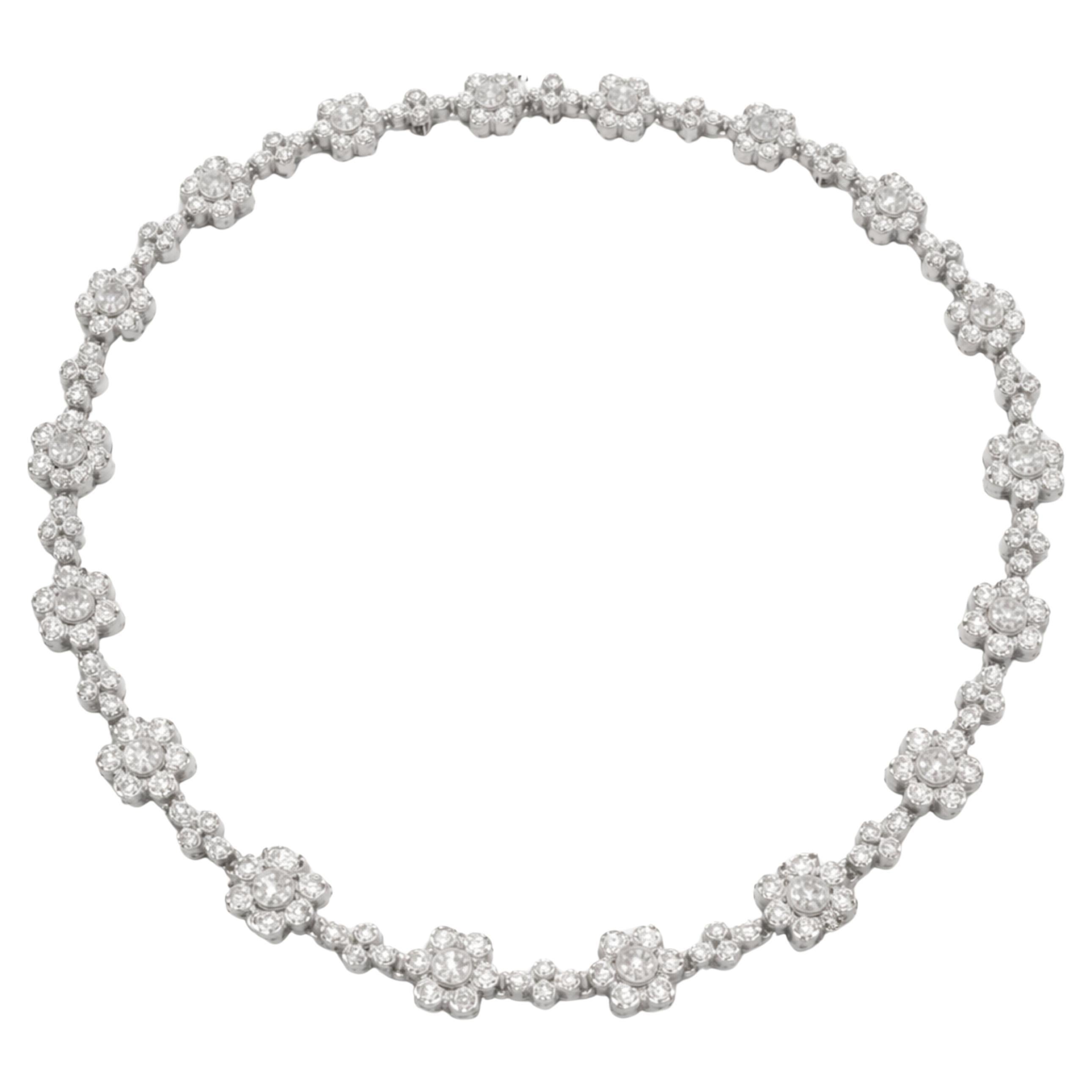 Platinum Bezel-Set Diamond Necklace 10 Total Carats For Sale
