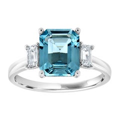 Platinum Billie Emerald Blue Aquamarine Diamond Ring 'Center: 3.29 - Carat'