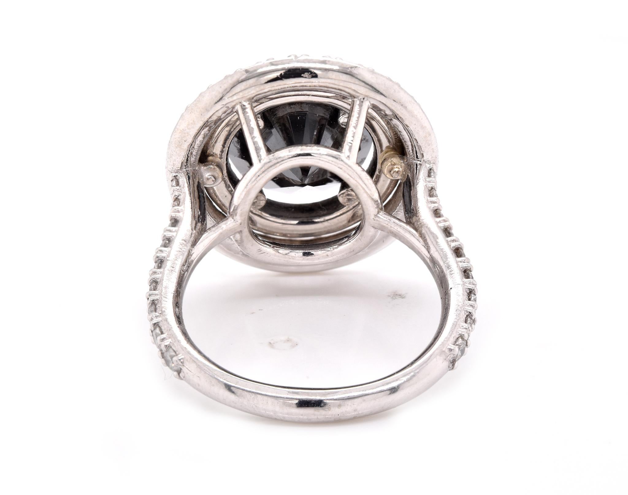 Mixed Cut Platinum Black Diamond Engagement Ring