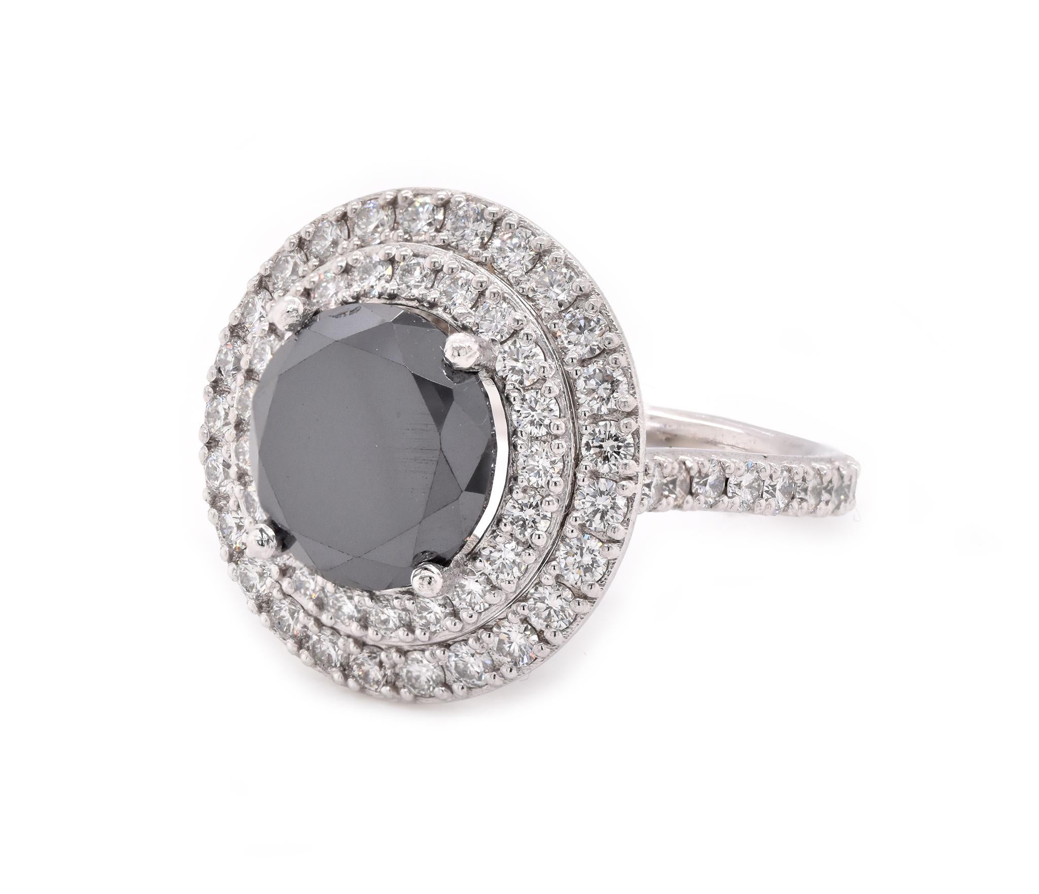 Platinum Black Diamond Engagement Ring In Excellent Condition In Scottsdale, AZ