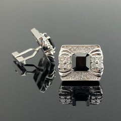 Gemelos Platino Ónix Negro y Diamante