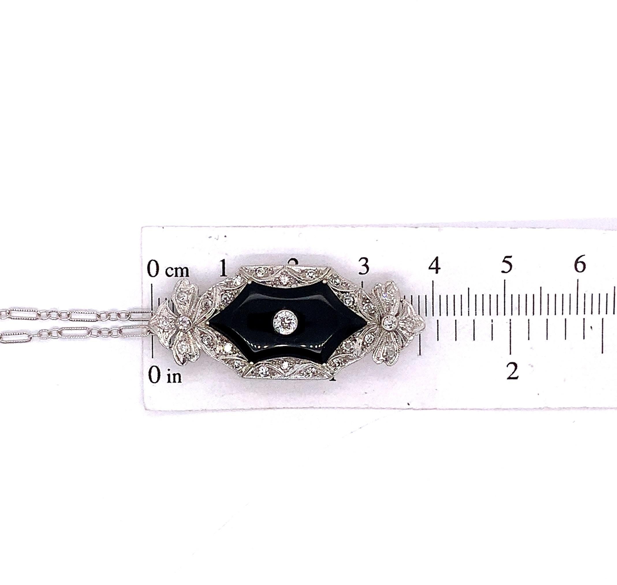 Platinum Black Onyx & Diamond Pendant For Sale 5