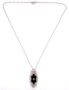 Platinum Black Onyx & Diamond Pendant