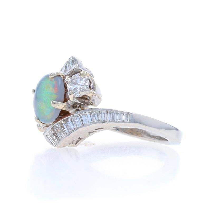 Anello bypass in platino con opale nero e diamante - Cabochon ovale da 1,52 carati In condizioni ottime in vendita a Greensboro, NC