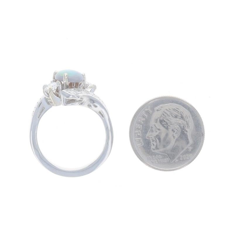 Anello bypass in platino con opale nero e diamante - Cabochon ovale da 1,52 carati in vendita 1