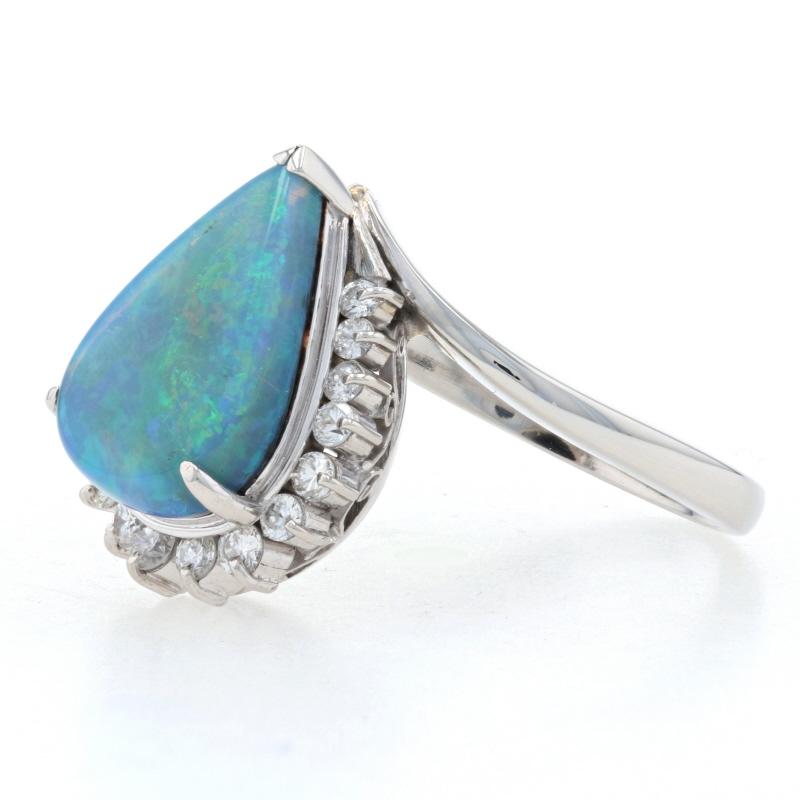 in vendita:  Anello in platino con opale nero e diamante, 900 pera cabochon da 2,90 carati ispirato all'aureola 4