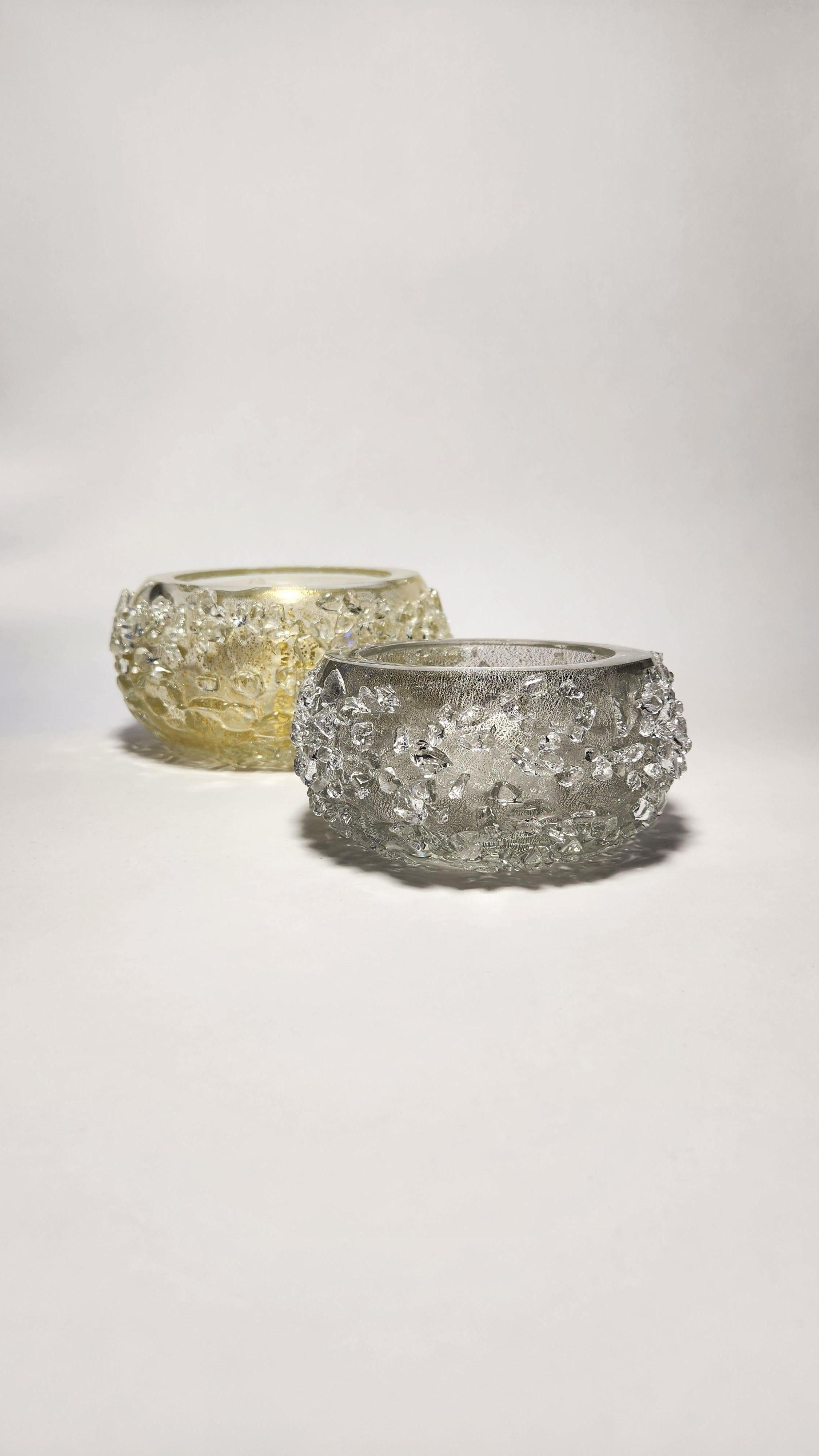 Ciotola Bling in platino realizzata a mano con foglie di platino e frammenti di cristallo In condizioni Nuovo in vendita a New York, NY