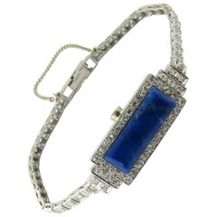 Platinum Blue Lapis and Diamond Bracelet