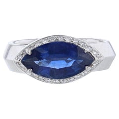 Platinum Blue Marquise Sapphire Diamond Ring