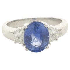 Platinum Blue Sapphire and Diamond Ring