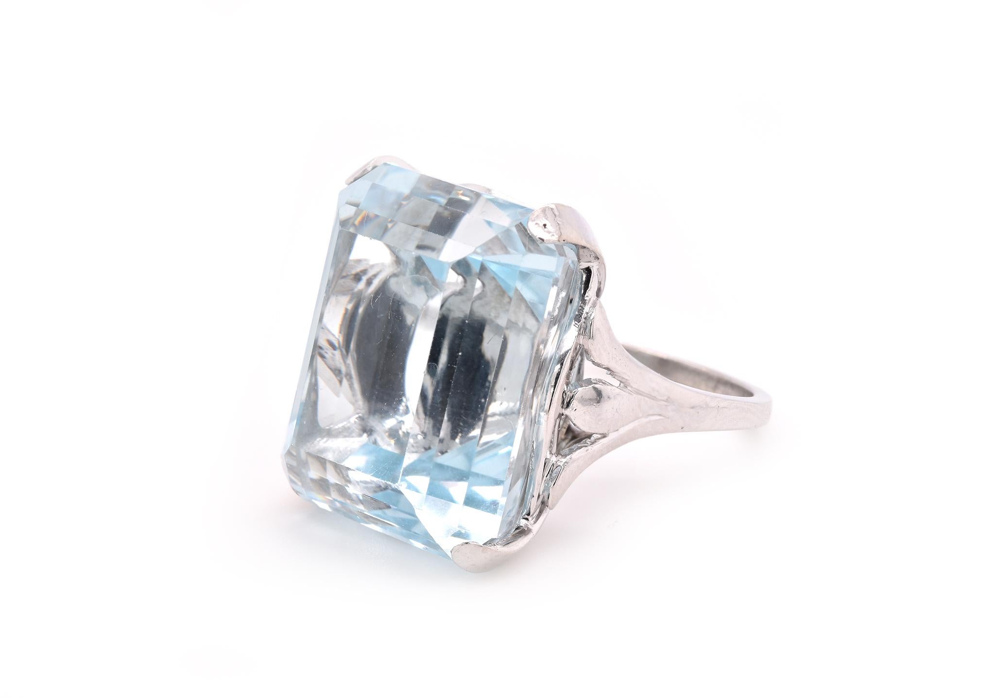 Blauer Topas-Ring (Smaragdschliff) im Angebot