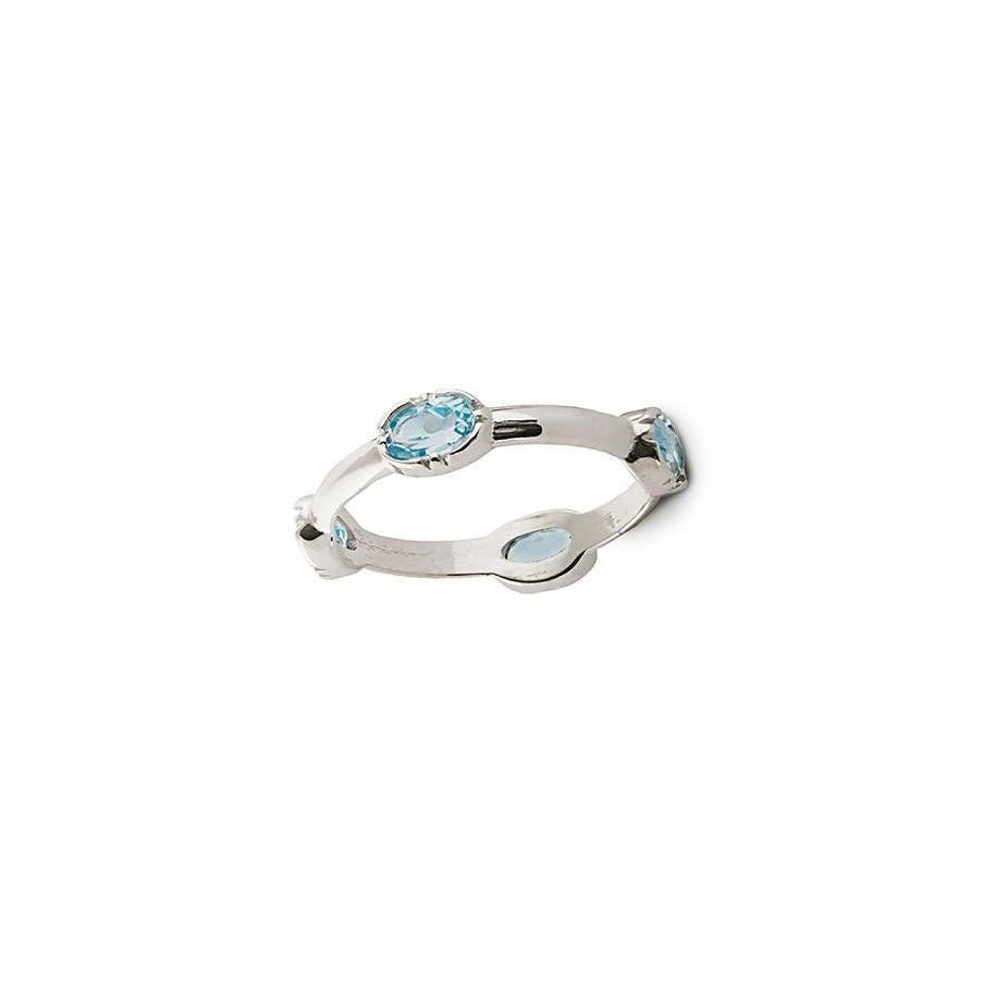 Modern Platinum Aquamarine Stacking Band Design Ring For Sale