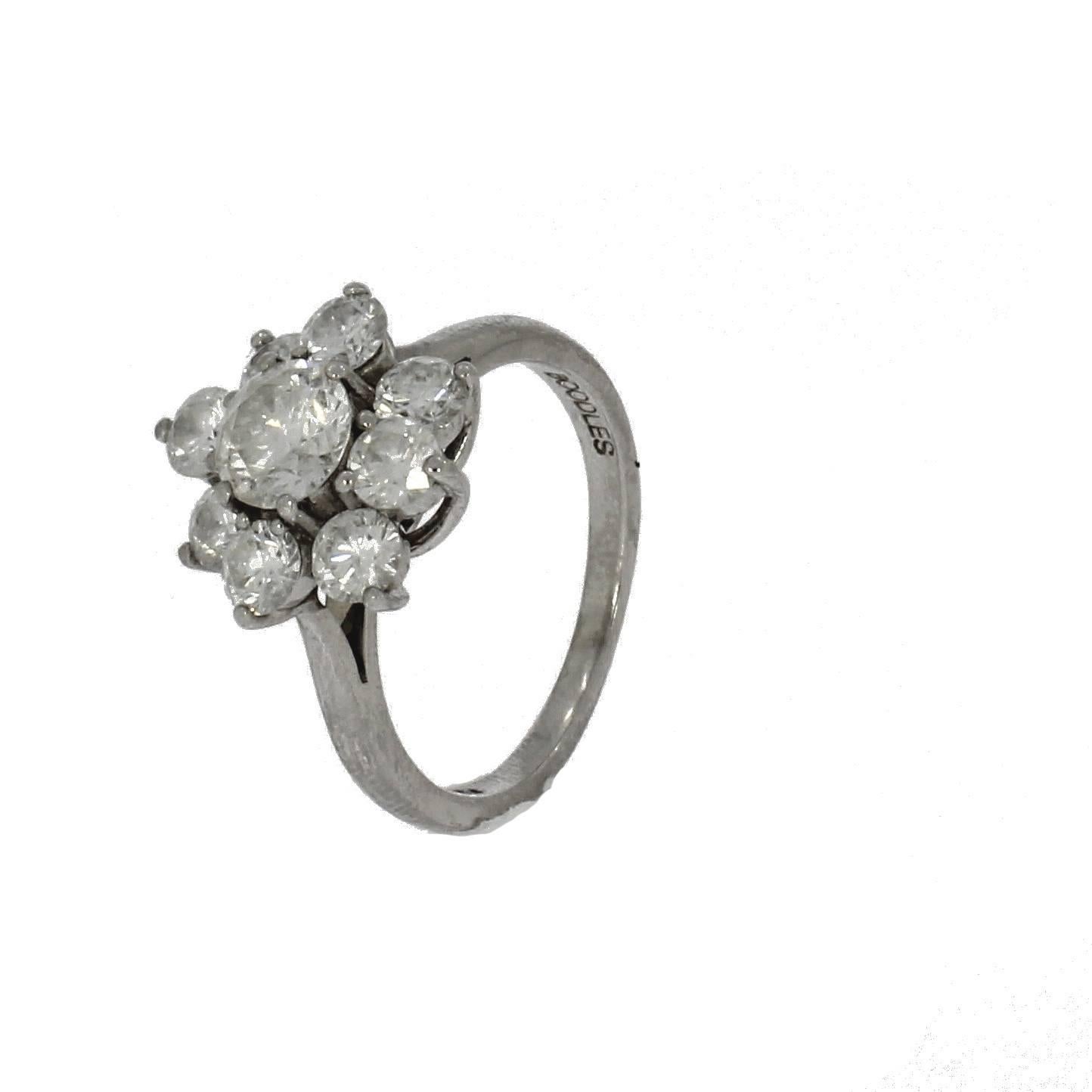 Women's or Men's Platinum Bolero Design Diamond Cluster Ring by Boodles, 1.95 Carat For Sale