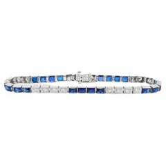 Platinum Bracelet Featuring Diamonds and Synthetic Sapphires